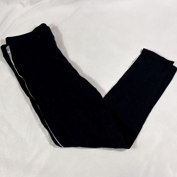 Pink VS Black Athletic Leggings Sparkly Silver Side Stripe Yoga Running Sz‎ M - Picture 2 of 4